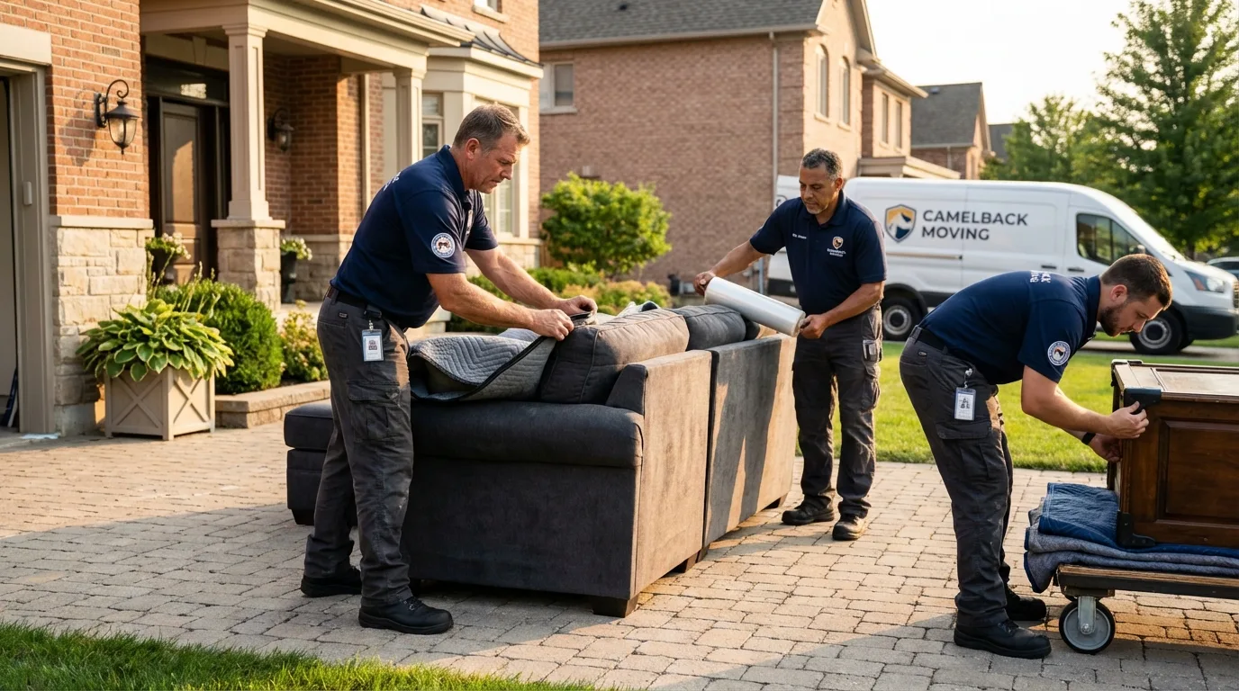 Large estate moving crew wrapping furniture in Marcellus, MI